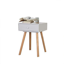 Comodino ausiliario bianco con cassetto, set di 2 comodini da notte in legno massello di pino per camera da letto, 40 x 30 x 61 cm