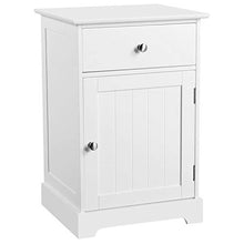 Yaheetech Comodino Bianco Moderno da Camera da Letto Armadietto Cameretta Tavolino da Salotto Laterale Divano con 1 Anta Cassetto e Ripiano Regolabile 40 x 35 x 60 cm