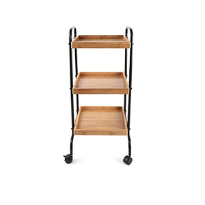 YIN YIN Carrello per Ripiani Scaffale casa in Legno di bambù Mobile conveniente Cucina Sala da Pranzo Soggiorno Balcone ripiano in Legno Colore 32X32X90cm Carrello a rulli (Color : Black)