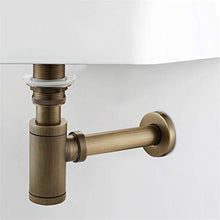 Trappola per Bottiglie Sifone Tondo in Ottone Colore Antico/Kit di Scarico Nero Vasca da Bagno per lavabo con Scarico Pop-up Orb