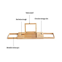 Vasca da Bagno Vassoio in bambù, Portaoggetti da Bagno Regolabile Caddy iPad Lettura Bicchiere da Vino Candelabro Vasca da Bagno Ponte, 50-93x19cm, Adatto per La Casa Homestay Bagno