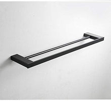 Doppio portasciugamani Bagno Doccia Organizzazione, portasciugamani spazzolato SUS 304 finitura acciaio inossidabile, accessorio bagno montato a parete, nero, lungo 40 cm