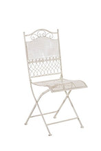 Mendler Sedia Pieghevole Stile Romantico CP335 50x41x91cm Ferro Avorio