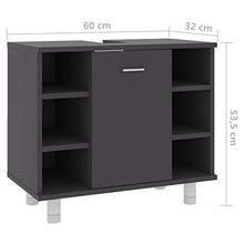Armadio da bagno, 60 x 32 x 53,5 cm, colore: grigio