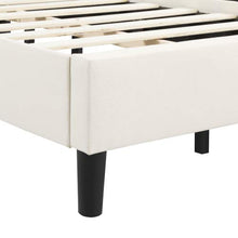 HLOEC Letto a piattaforma in morbido lino/letto matrimoniale/letto matrimoniale con testiera/copriletto (beige)
