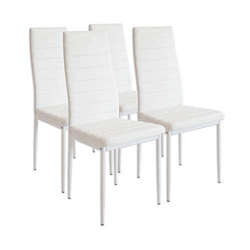 Albatros 2552 Milano - Sedie per sala da pranzo, Finta Pelle, Bianco, Set di 4