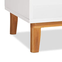 Relaxdays Mobiletto con Anta, Mobile per Soggiorno, Armadietto in Stile Scandivano, MDF e Bambù, HLP 71x32x30 cm, Bianco