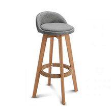 YS Sedia Sgabello Bar Seduta Bar, Struttura in Legno Girevole a 360 ° Rotonda Cucina Alta con Poggiapiedi Tessuto a Mano,Grigio