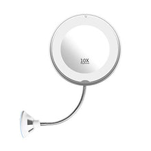 Specchio per Trucco,Specchio da Bagno,Cosmetico, Specchio per il trucco flessibile a collo d'oca 10 X Specchio ingranditore a LED per ingrandimento, Specchio per il trucco del bagno con una coppa di a