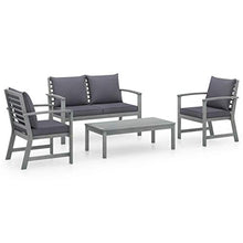 SKM Set Divani da Giardino 4 pz con Cuscini in Massello di Acacia (37.4kg)