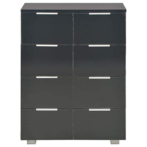 Montloxs Credenza con 8 cassetti, Cassettiera per Armadio, 60x35x76 cm, Nero Lucido