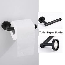 Hoomtaook Porta Asciugamani Bagno Nero da Parete Porta Salviette da Bagno Portasciugamani Set Accessori Bagno 3 in 1 Portasciugamani Libero Porta Carta Igienica Pugno Superficie Installazione Nero