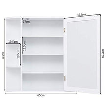 COSTWAY Armadietto da Bagno, Armadietto con Specchio, Armadietto da parete, 66 x 17 x 63 cm, Bianco