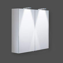 Generisch Saturn Como - Armadietto a specchio in alluminio, con pannello posteriore in vetro bianco, 800 x 700 x 155 mm