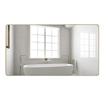 Specchio da Bagno a Parete con Cornice Specchio da Bagno lavabo lavabo Specchio da Trucco Specchio da Bagno in Lega di Alluminio Angolo Tondo Specchio da Bagno Appeso a Parete