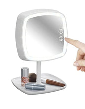 Wenko 22851100 LED Specchio cosmetico/Lampada da Tavolo Ostia, ABS, Bianco, 19 x 18 x 29 cm
