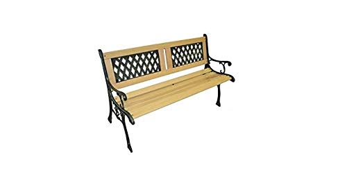 DUE ESSE PANCHINA in GHISA E Legno Panca da Giardino con Schienale Lavorato Intrecciato Misura 122 x 54 x 73 CM