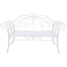 Panchina per terrazza del parco Panchine per il tempo libero da esterno, Panchina da giardino in ghisa resistente alle intemperie e antiruggine, Panchina a 2 posti con schienale e braccioli, Panchina