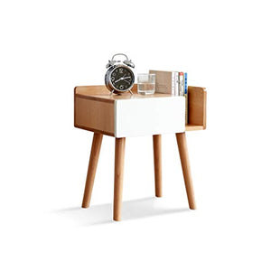 Comodino tutto in Legno massello, Legno di faggio Importato a cassetto Singolo Nordic Minimalist Drawer Protezione Ambientale Armadietto Camera da Letto Peso Cuscinetto 300KG- (48x42x32cm) FANJIANI