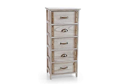 GICOS IMPORT EXPORT SRL Mobile cassettiera in legno colore naturale 5 cassetti 40 * 29 * 90 cm shabby chic EDT-809439