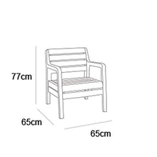 Allibert 224084 Set Lounge, 2 poltrone, 1 Divano a 3 posti, 1 Tavolo Delano, Effetto Legno, plastica, Grafite