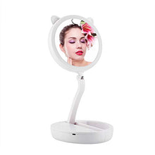 Rosilesi Specchio per Il Trucco - Specchio cosmetico bifacciale Rotondo Illuminato a LED con Illuminazione a LED Pieghevole