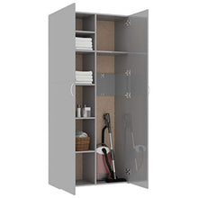 Festnight Armadietto Grigio Lucido 80x35,5x180 cm in Truciolato