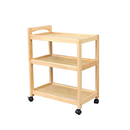YIN YIN Carrello per Ripiani Cucina Rack in Legno Mobile Multifunzionale Mobile Soggiorno Camera da Letto 59X35X73cm 2 Colori Carrello a rulli (Color : White)
