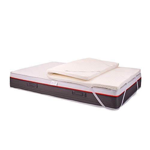 Topper Correttore 120x190cm in Memory Foam Alto 6 cm per Materasso una piazza e mezza con Rivestimento Silvercare sfoderabile, antibatterico, Ipoallergenico, Lavabile