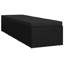 Festnight Lettino Prendisole con Cuscino in Polyrattan Schienale Regolabile Nero per Arredo Esterni e Giardino 195 x 60 x 31 cm Letto Isola da Giardino Esterno