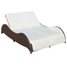vidaXL Lettino in Polirattan Sdraio Doppio con Parasole Marrone Giardino Patio