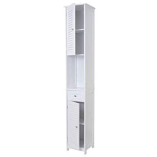 Mendler Set arredi bagno HWC-F75 MDF bianco mobile alto specchio cassettiera mobile sotto lavabo