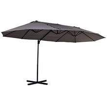 Outsunny Ombrellone Doppio in Acciaio e Poliestere Anti-UV Impermeabile con Manovella, Colore: Grigio, 270 x 440 x 250cm