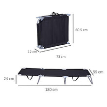 Outsunny Sdraio da Giardino Pieghevole in Metallo e Tessuto Oxford, Lettino Prendisole Traspirante 180x55x24cm Nero