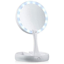 Asffdhley Specchio Trucco 10X Ingrandimento Illuminato Doppio Lato Specchio Trucco LED Bagno Viaggio Pieghevole Per
