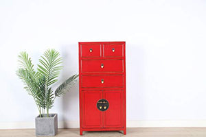 Yajutang Credenza cinese con 4 cassetti, 2 ante, colore: rosso