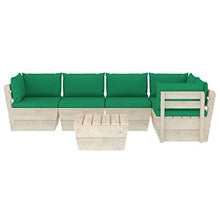 SKM Set Divani da Giardino su Pallet 6 pz con Cuscini Legno Abete (118.9kg) Verde-3569