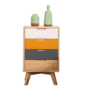 Comodino HAIZHEN Tabella del Lato del Lato del Lato Moderno 4 del Cassetto, Legno Massello Resistente Camera da Letto della Camera da Letto del Salotto, 40x36x65.5cm