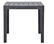 Tomaino Tavolo da Giardino Quadrato in plastica Effetto Legno 78 x 78 x 72h cm (Antracite)