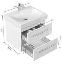 emotion ICON60CM000101DE - Lavabo con mobiletto, in Legno Bianco Lucido, 60 x 57 x 48,5 cm