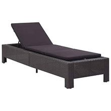 Festnight Lettino Prendisole, Lettini da Giardino con Cuscino, Sedie a Sdraio da Giardino in Polyrattan Nero
