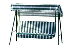 GHIOCUSCINI "Cuscini per Dondolo sfoderabile cm135 con tettuccio per Esterni Universale Mis. Larghezza cm 135 X profondità cm 54,Schienale cm54, SP. 6 cm. Cotone Rigato Bianco Verde Incluso Tettuccio