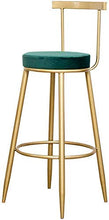 ZFFSC Posto a Sedere Moderna Altezza poggiapiedi Velluto Imbottito Sedile Sedia in Ferro battuto Bar Cucina Colazione Sgabelli Max.150kg Sgabello (Color : Green)