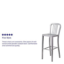 Flash Furniture Set da 2 Sgabelli da Bar, con Schienale con Assi Verticali, Altezza 76 Cm, per Interni Ed Esterni, qualità Commerciale, in Metallo, Colore Argento