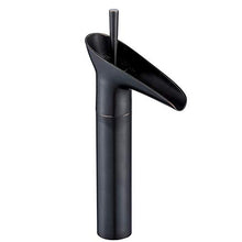 SXJ Rubinetto per Lavabo con Maniglia Singola Rubinetto A Cascata Monoforo Nero Rubinetto per Lavabo in Bronzo Lucidato,con Rubinetti di Alimentazione del Rubinetto