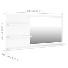 Festnight Specchio da Bagno, Specchio per Bagno da Parete, Specchio Bagno con Mensole 90x10,5x45 cm in Truciolato Bianco