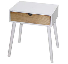 KMH®, #800078 - Tavolino da salotto, con cassetto, design scandinavo, colore: Bianco/Naturale