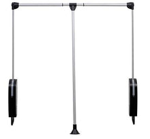 WENKO Barra appendiabiti saliscendi - barra orientabile, Alluminio, 87-130 x 86.5 x 9.5 cm, Argento opaco