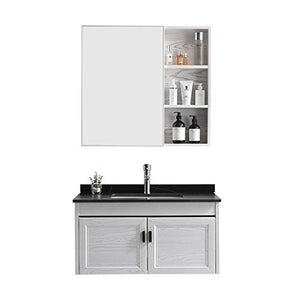 Mobile da bagno Specchio Lavandino del bagno del bagno del mobile del bagno del bagno del bordo della roccia semplice Set di armadi per lavabo da bagno ( Color : Gray , Size : 48x80x48cm )