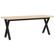 Montloxs Pratica Panca in Legno massello di Pino in Stile Industriale, Panca da Interno in Stile retrò 115 x 40 x 45 cm  Modello 3 Piedi in Acciaio Verniciato a Polvere